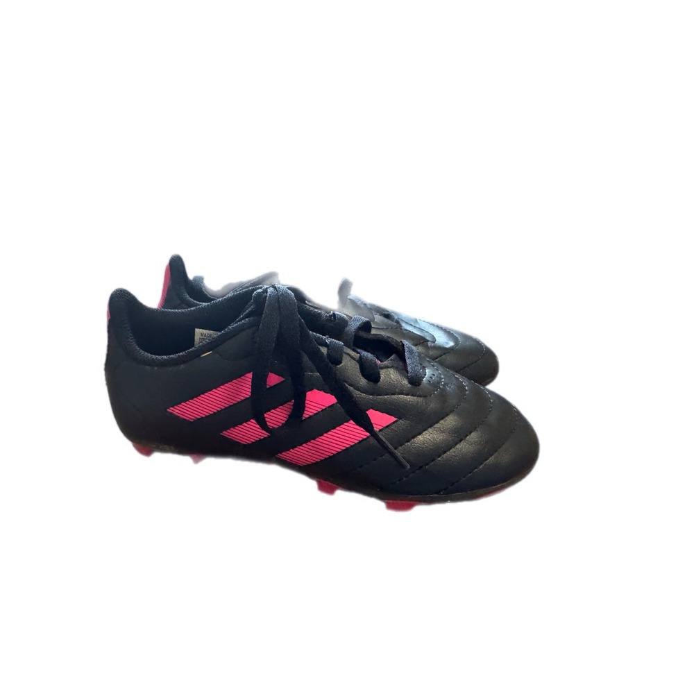 Adidas Soccer Cleats Kids Size 12K Black Pink Excellent Firm Ground Shoes